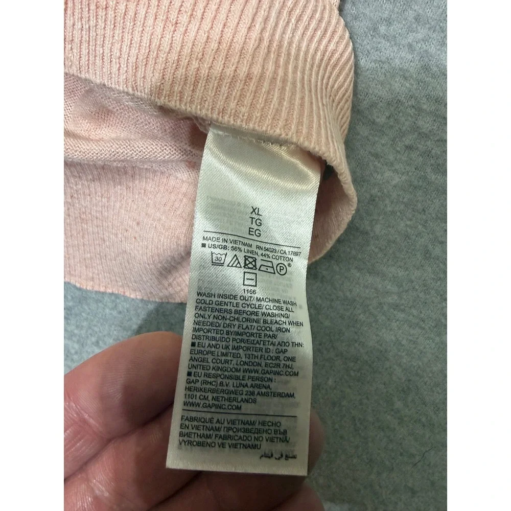 Banana Republic Mens XL Pink Linen Cotton Knit Polo Shirt Pointelle 671611-04